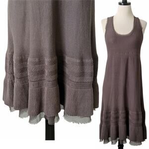 Bimba Y Lola‎ Brown Knit Dress Lace Bohemian Large